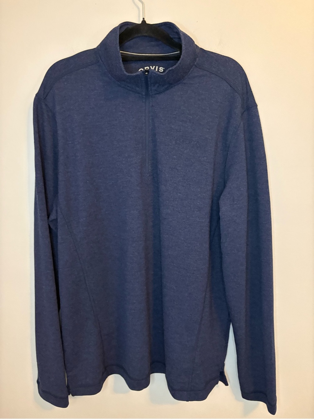 Orvis Blue Heather Quarter Zip Pullover Sweater Men’s Medium - Picture 2 of 7